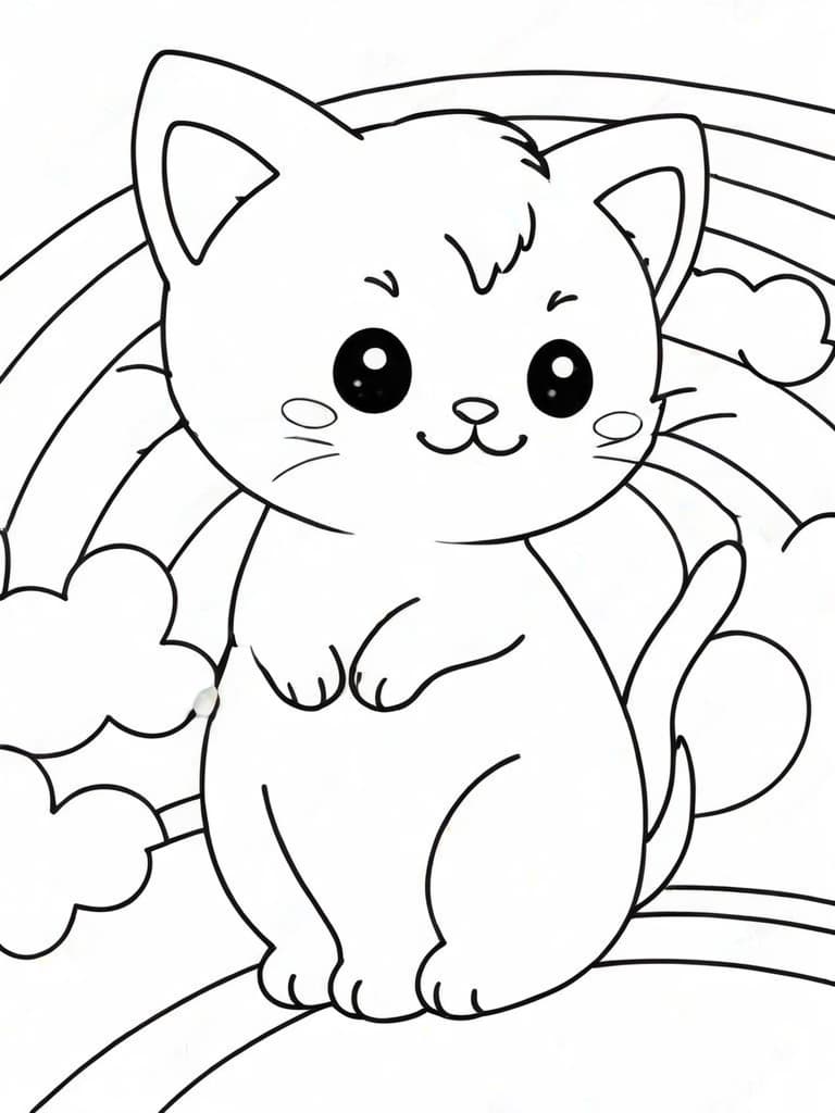Gatto arcobaleno da colorare