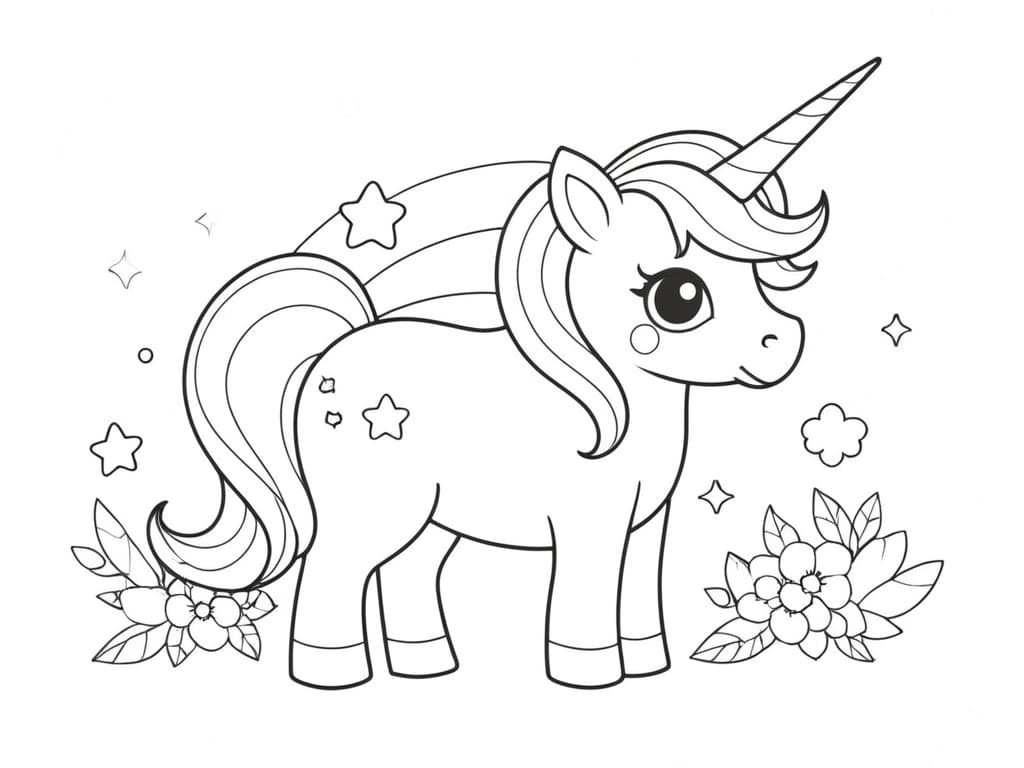 Unicorno kawaii da colorare