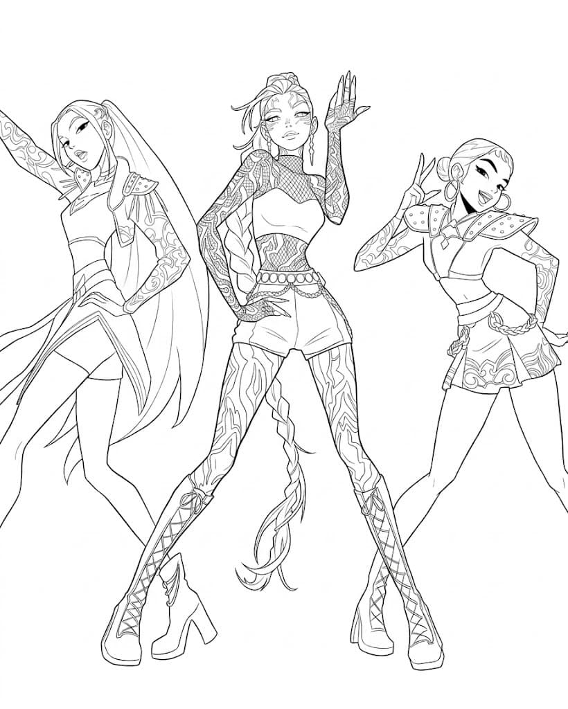 KPop Demon Hunters neon da colorare
