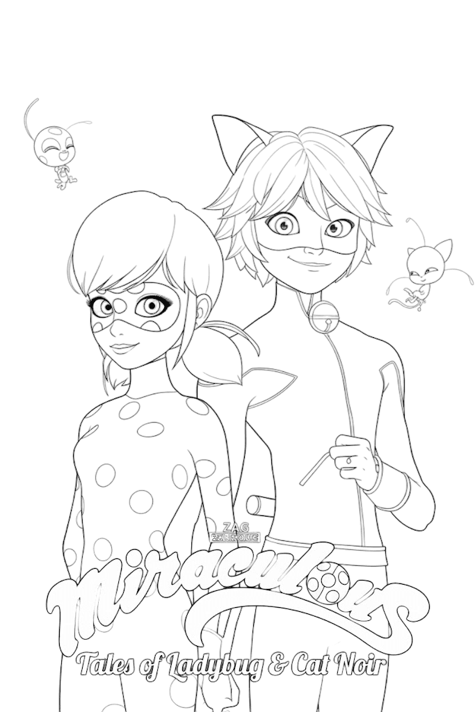 Ladybug e Cat Noir da colorare