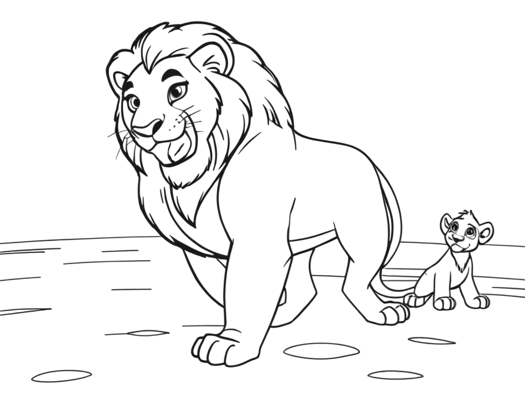 Cucciolo di leone stile Simba da colorare