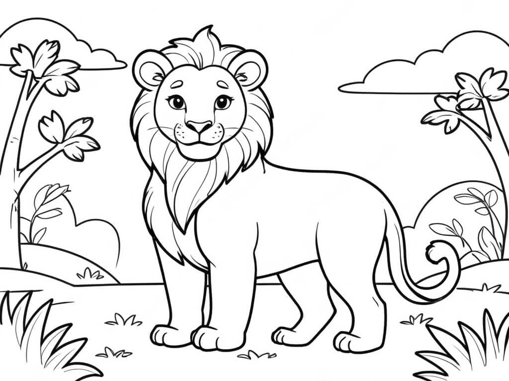 Leone felice da colorare