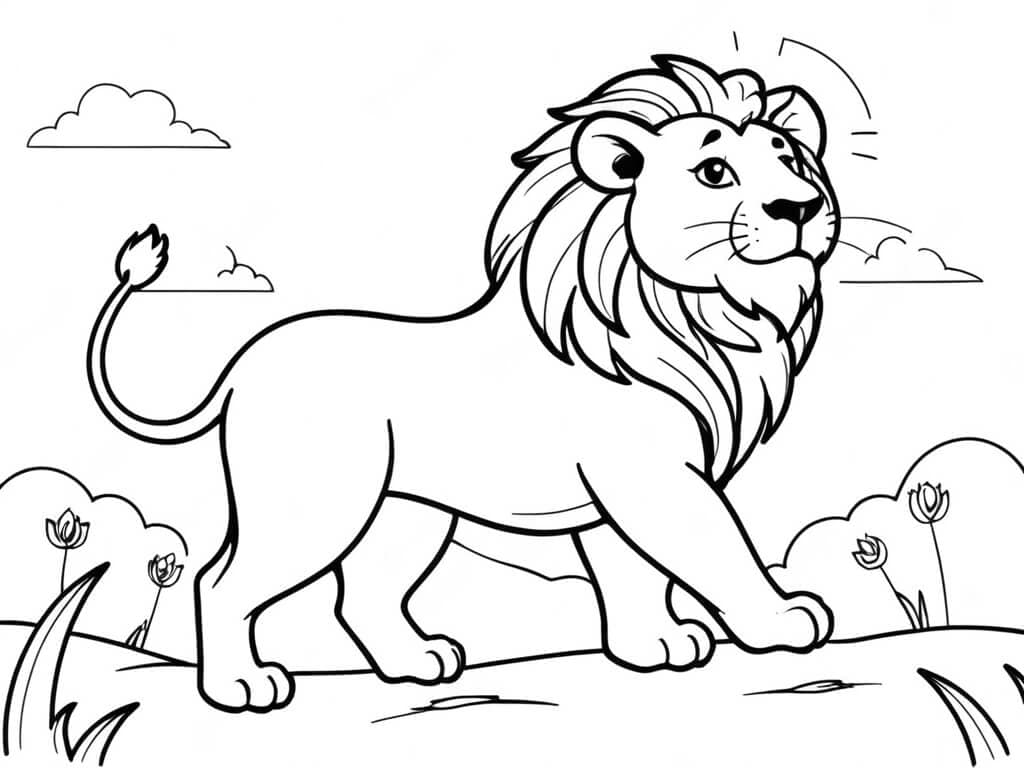 Leone nella savana da colorare