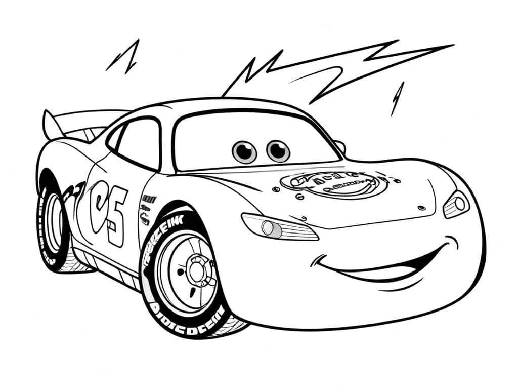 Lightning McQueen con simbolo del fulmine da colorare