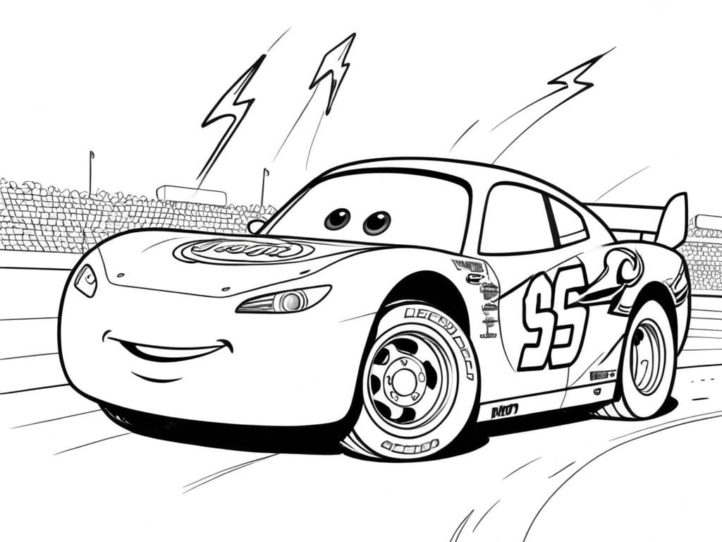 Lightning McQueen in gara da colorare