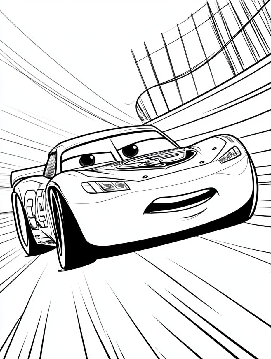 Lightning McQueen in pista da colorare