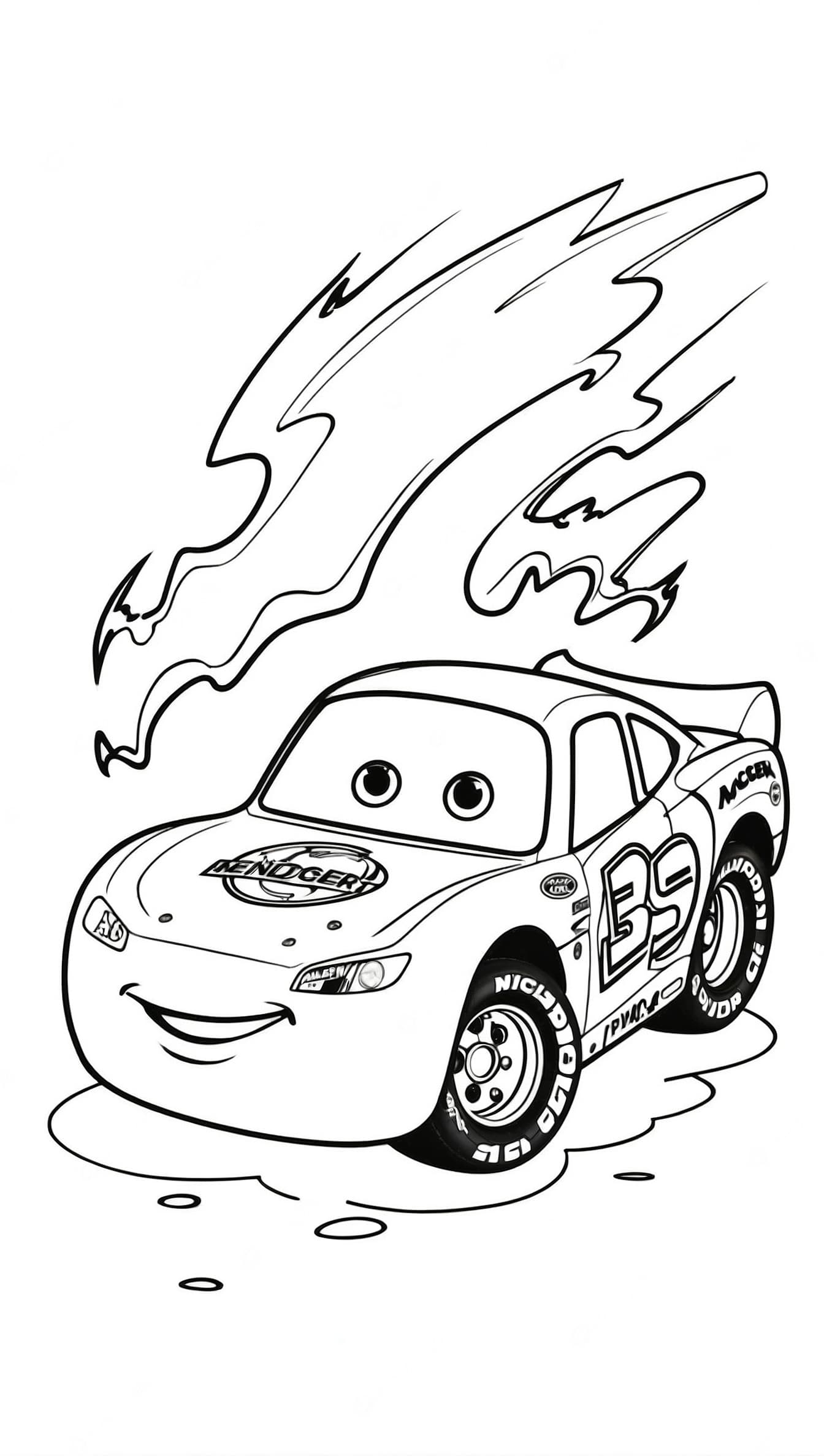 Lightning McQueen sorridente da colorare