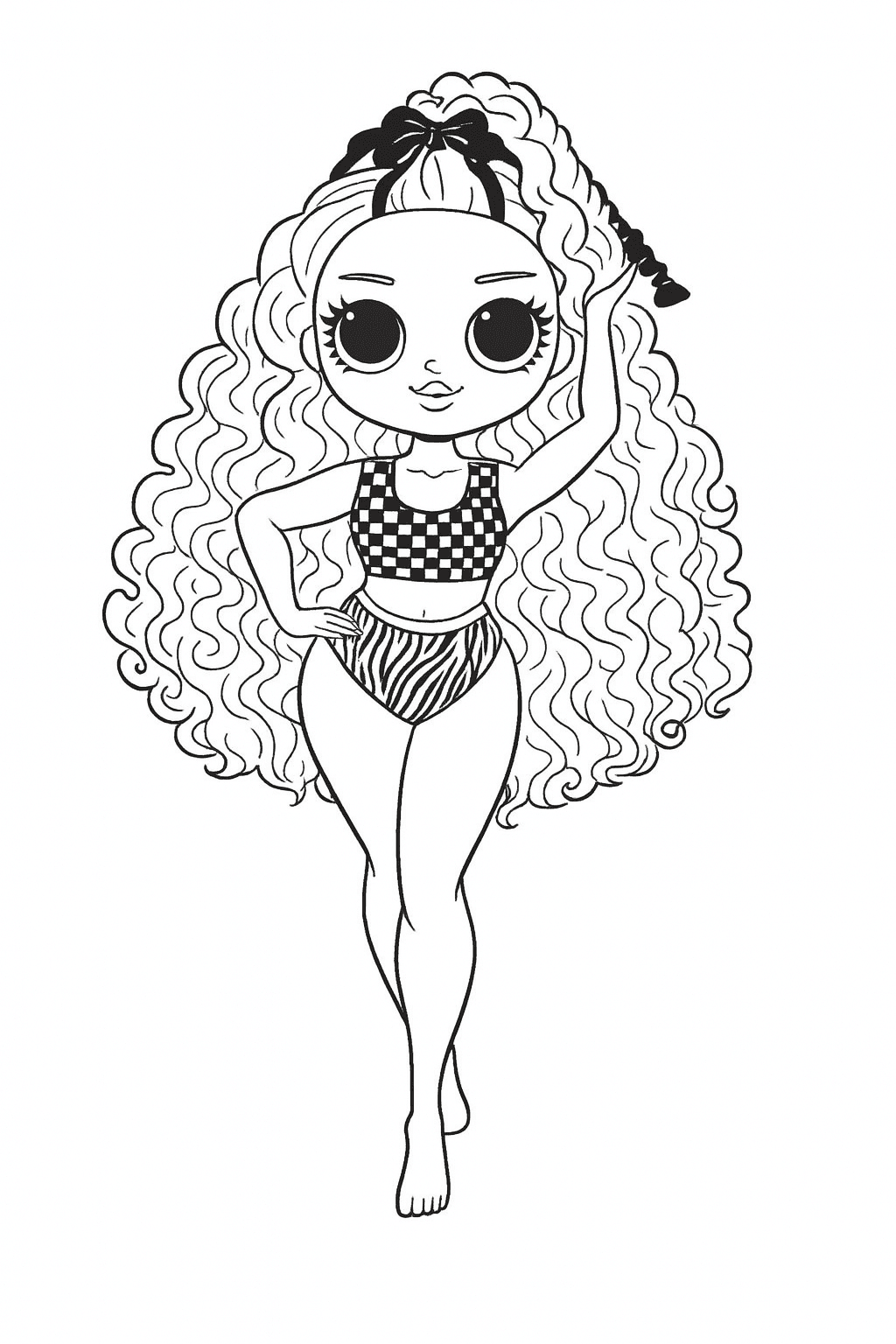 Bambola LOL in bikini da colorare
