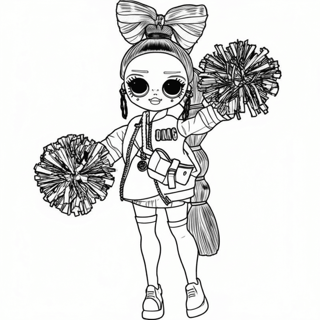 Cheerleader LOL con pon pon da colorare