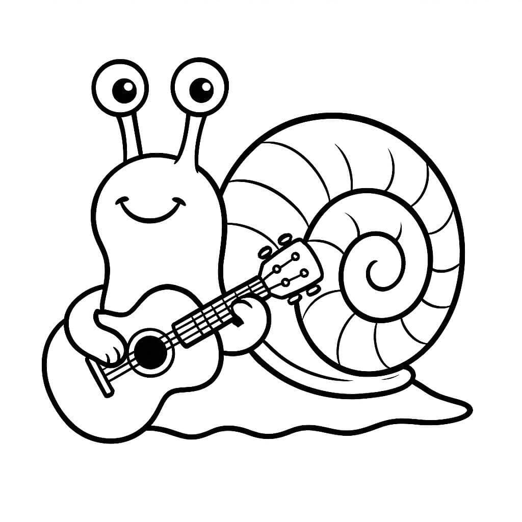 Lumaca che suona la chitarra da colorare