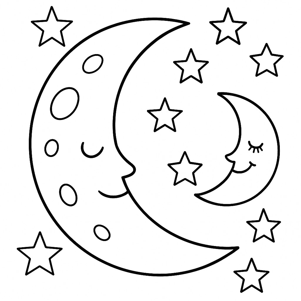 Fasi lunari da colorare