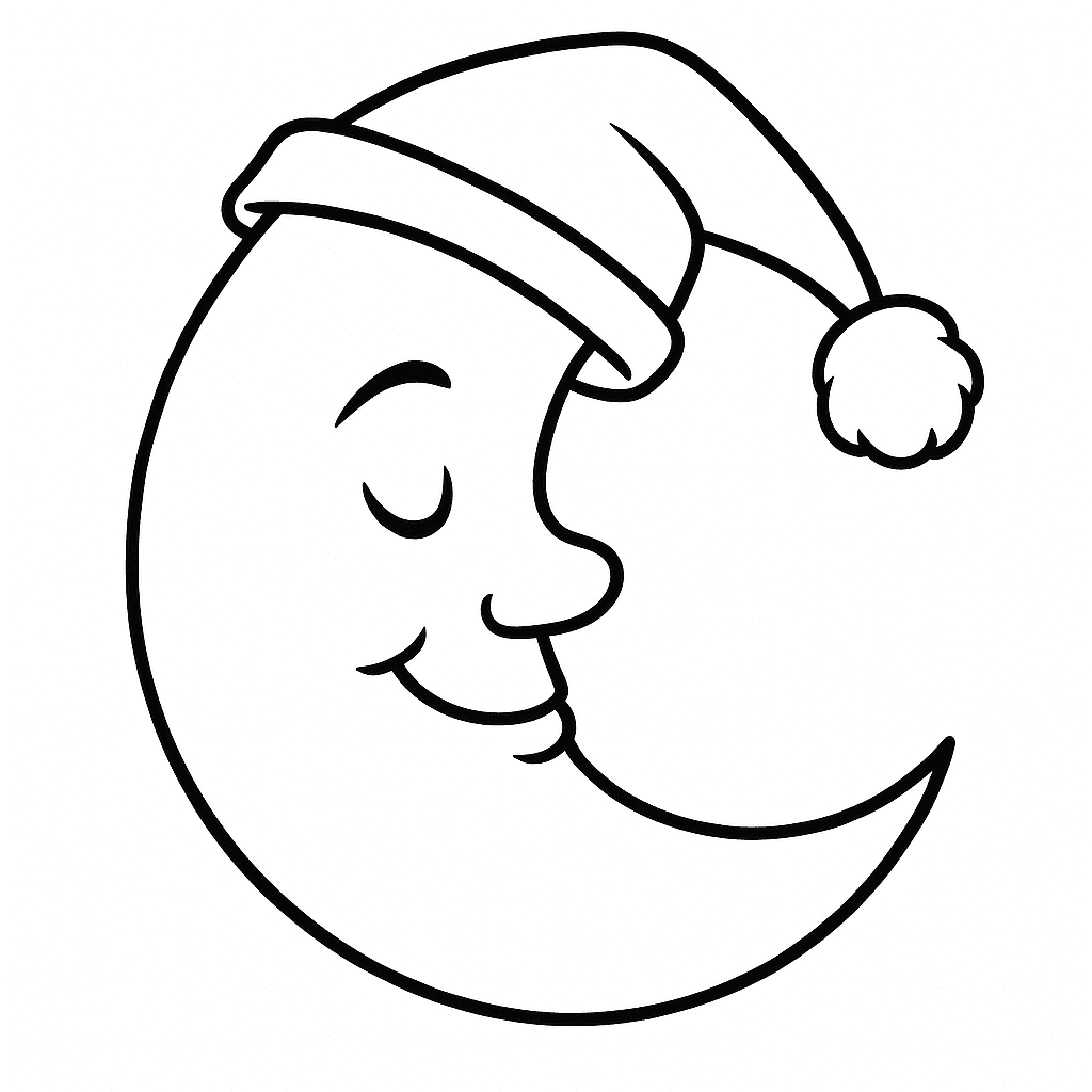 Luna con cappello da colorare