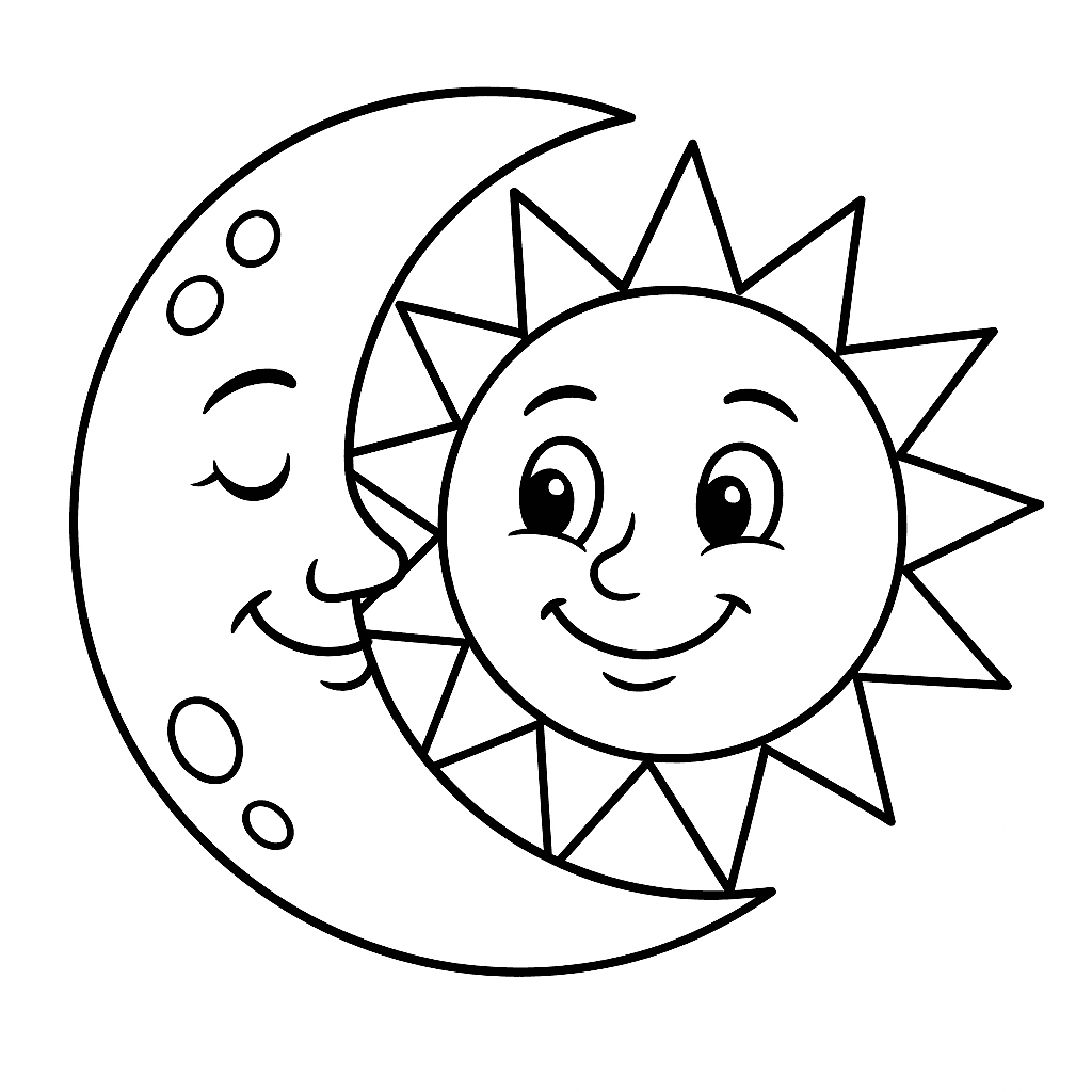 Luna e sole da colorare