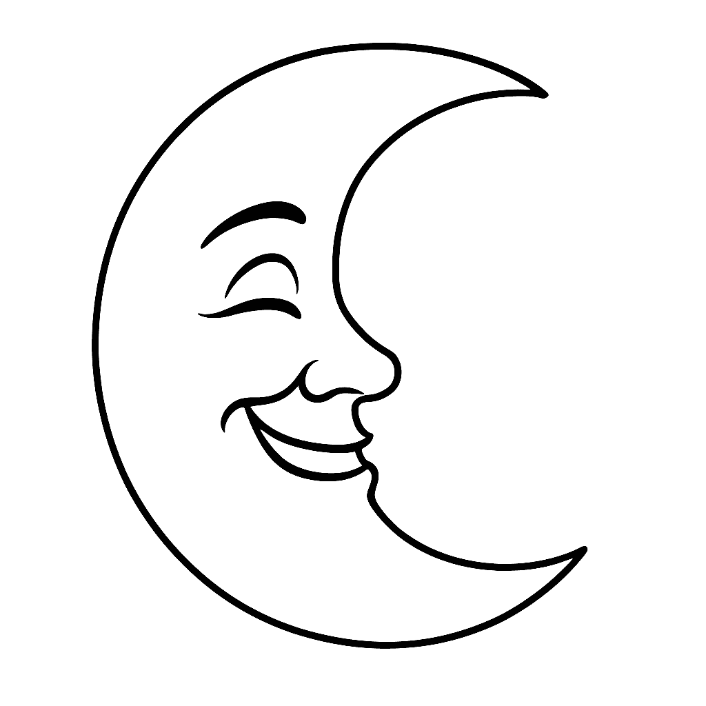 Luna sorridente da colorare