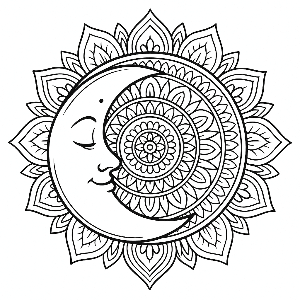 Mandala della luna da colorare