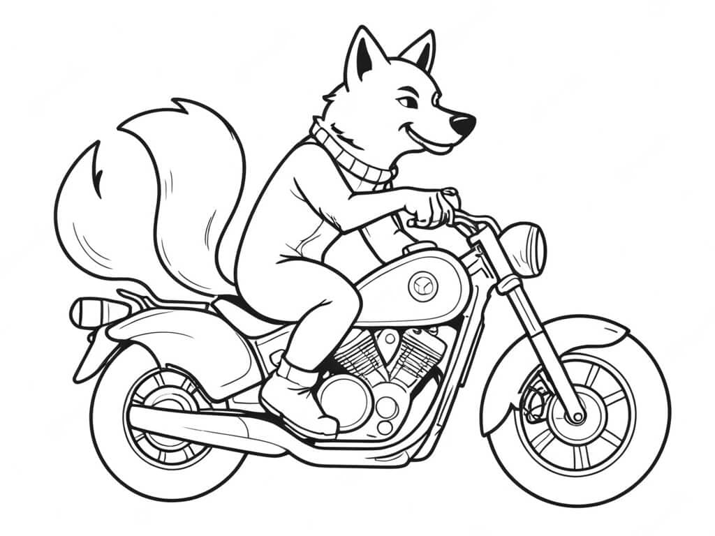 Lupo in moto da colorare