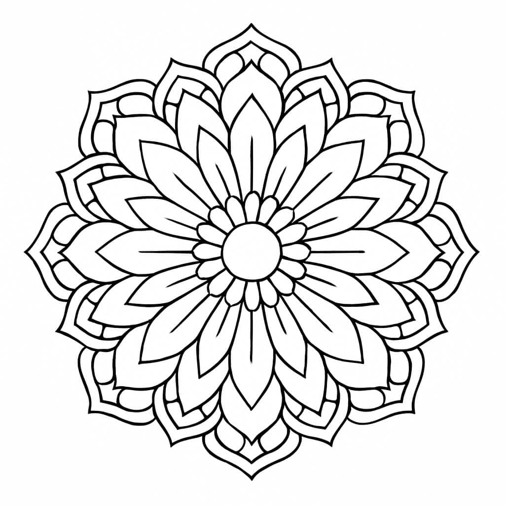 Mandala a petali da colorare
