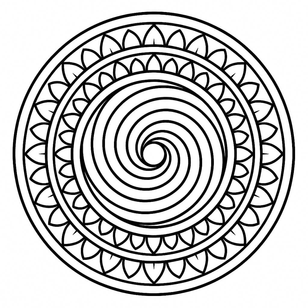 Mandala a spirale da colorare