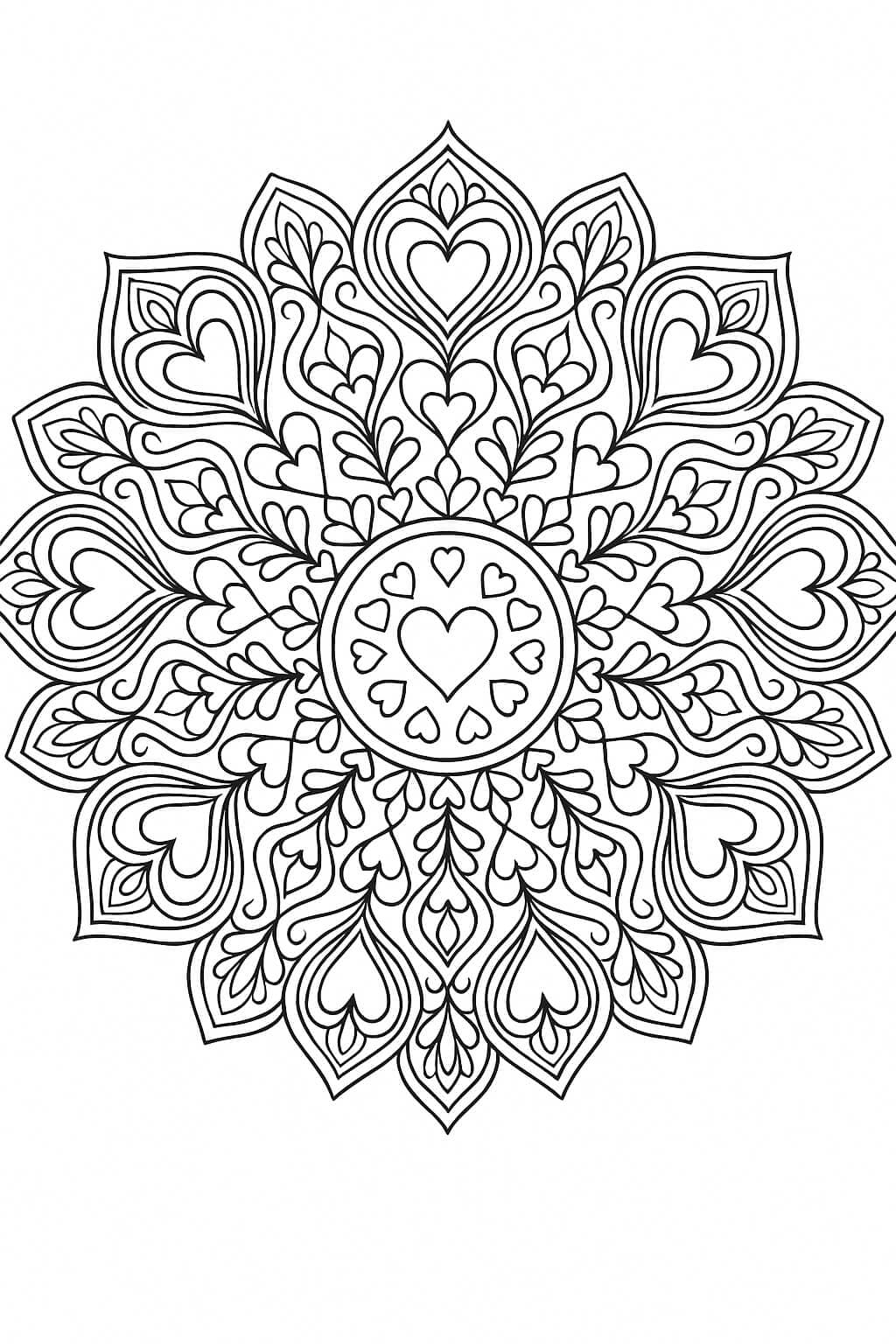 Mandala cuore da colorare