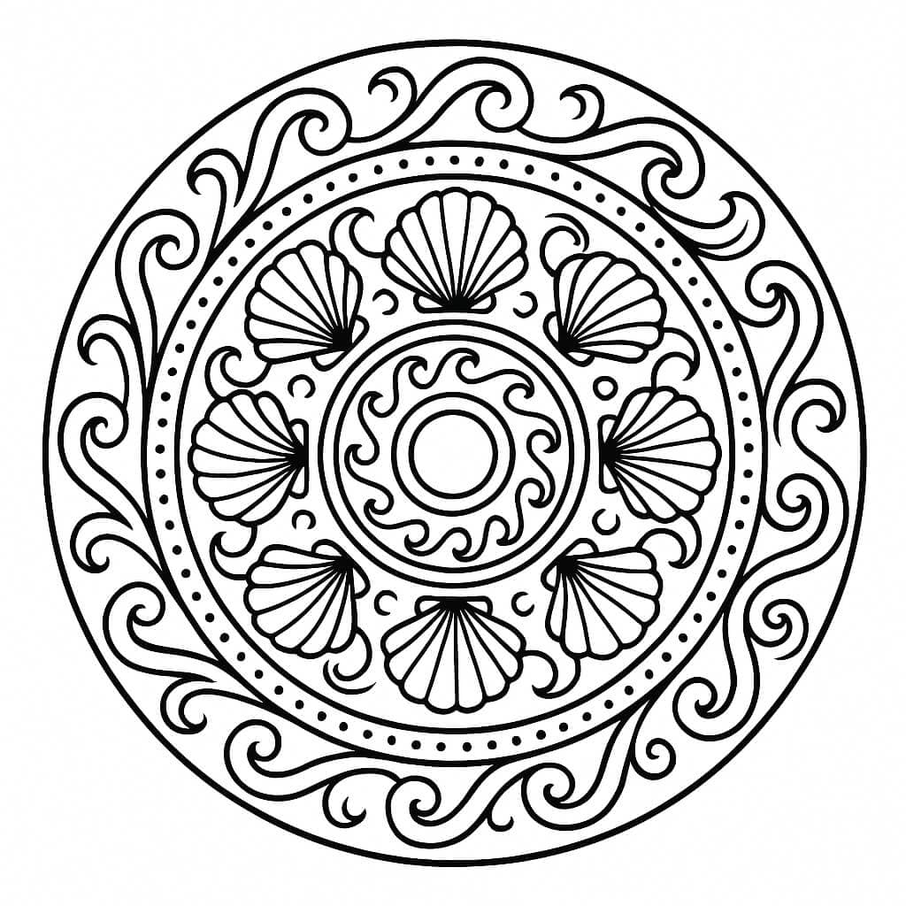 Mandala dell'oceano da colorare