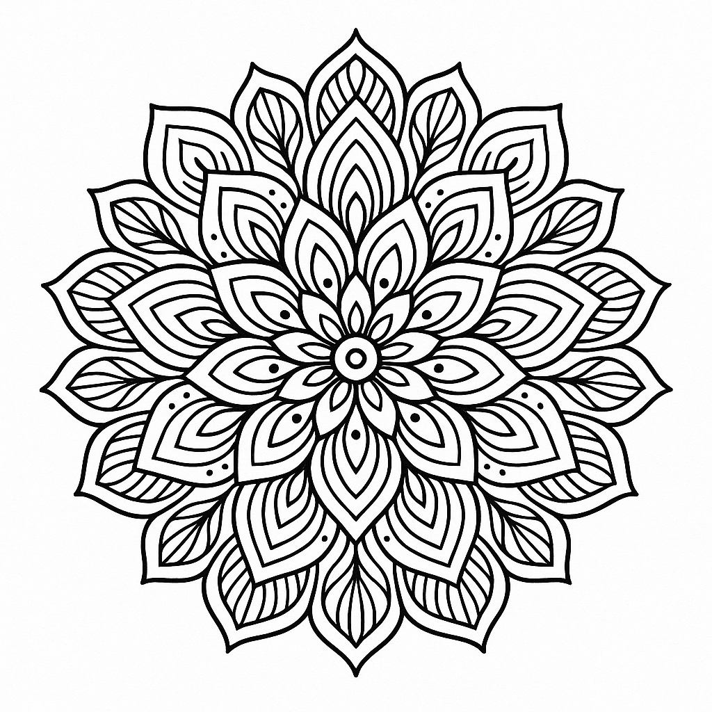 Mandala di foglie da colorare
