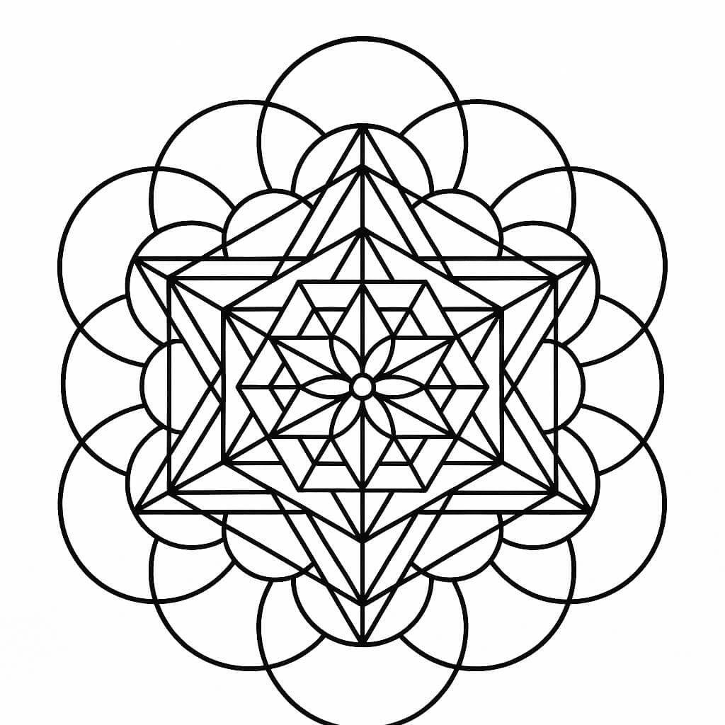 Mandala di geometria sacra da colorare