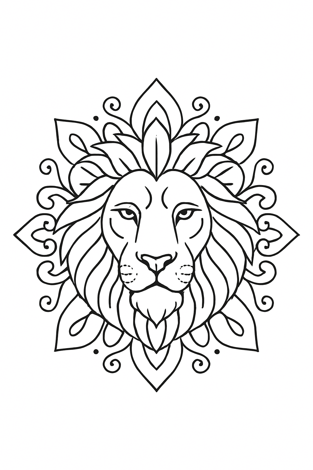 Mandala di leone semplificato da colorare