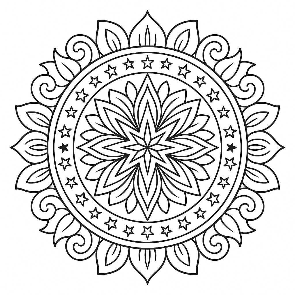Mandala di stelle da colorare