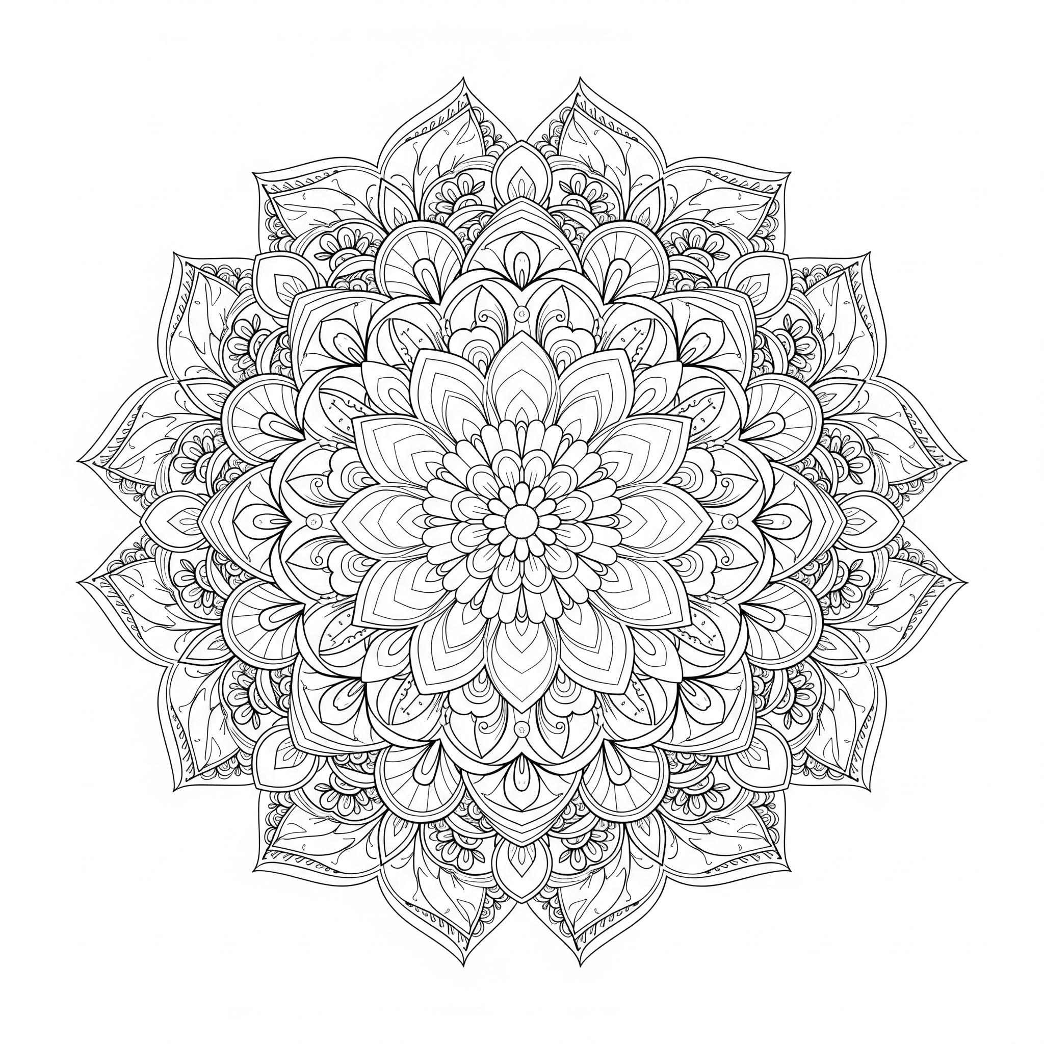 Mandala finemente dettagliato da colorare