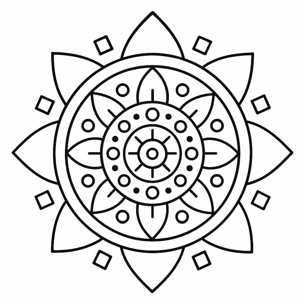 Mandala semplificato da colorare