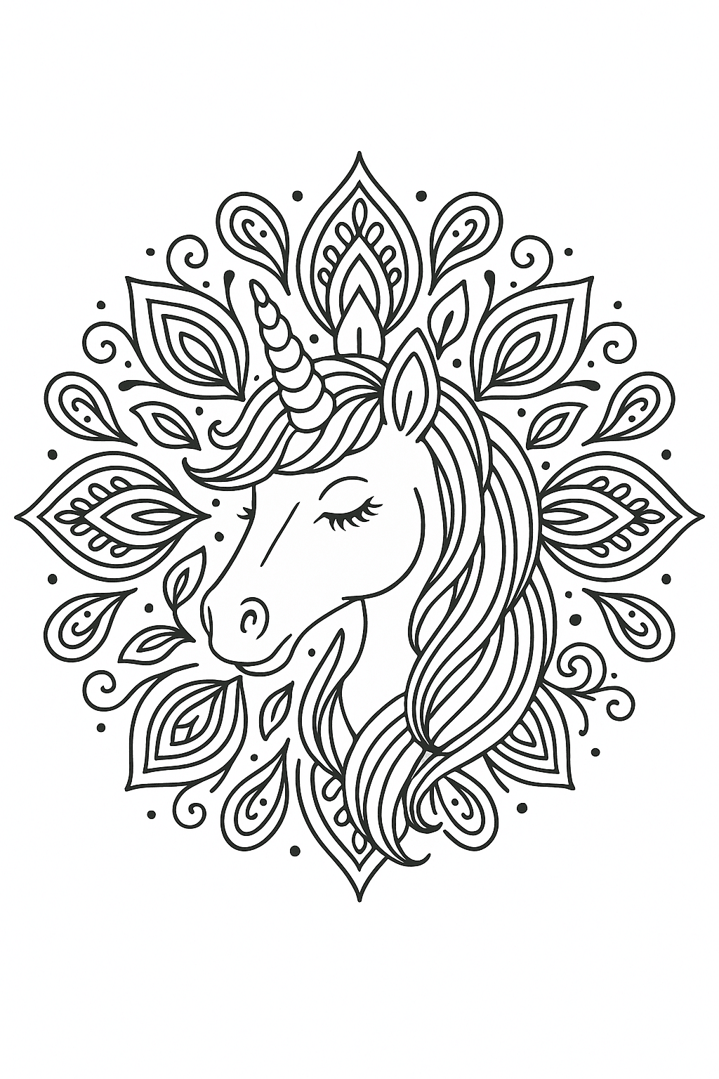 Mandala unicorno da colorare