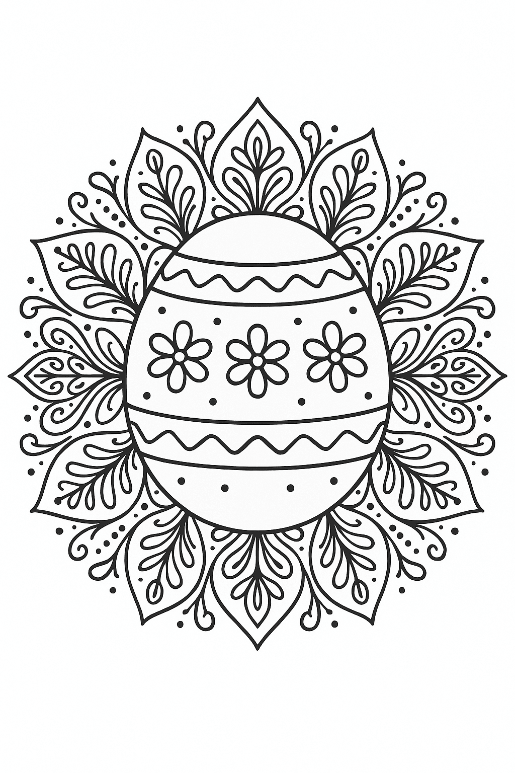 Mandala uovo di Pasqua da colorare