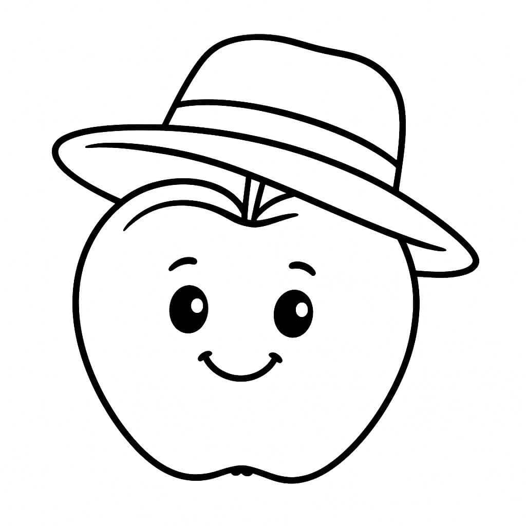 Mela con cappello da colorare