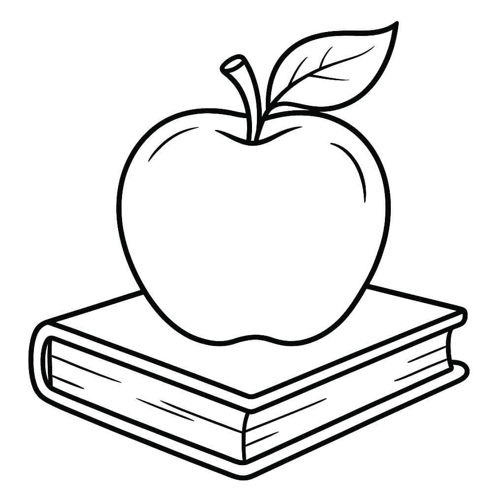 Mela con libro da colorare