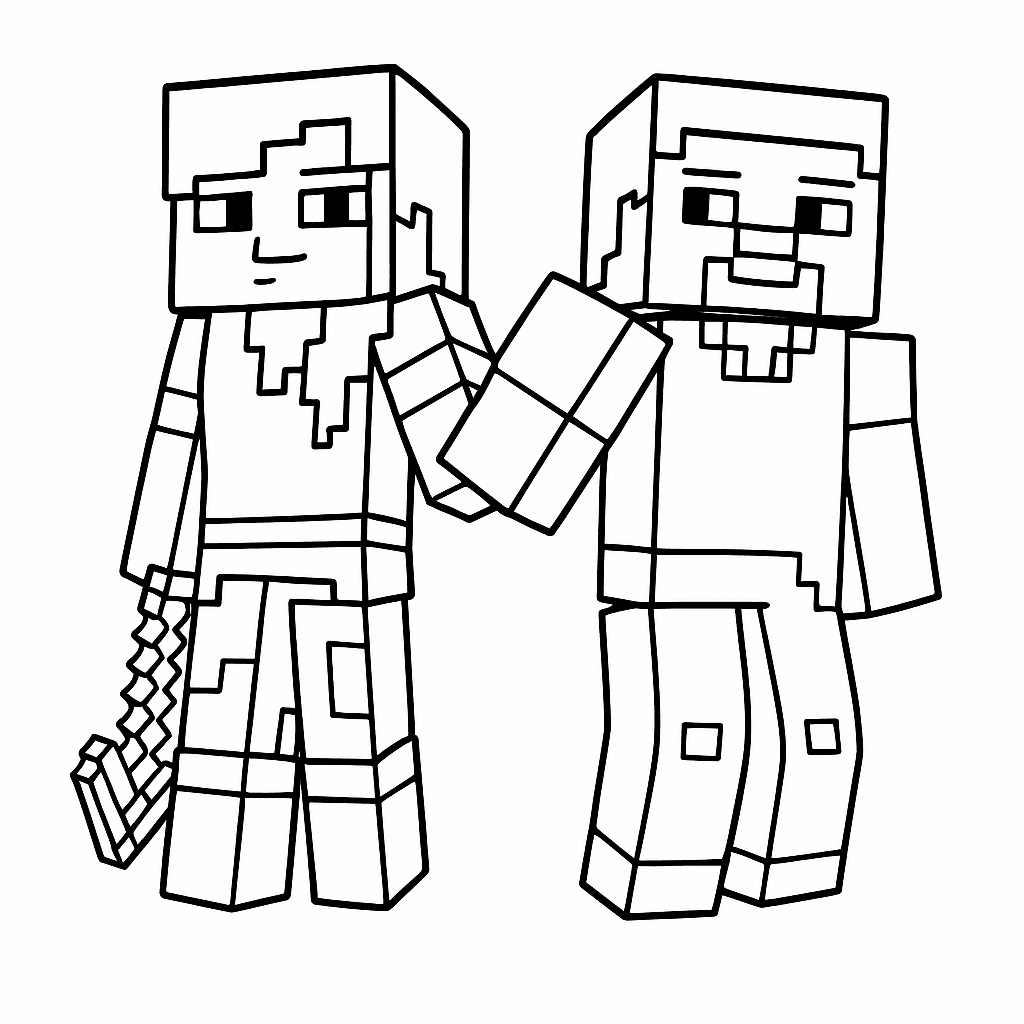 Minecraft Alex e Steve da colorare