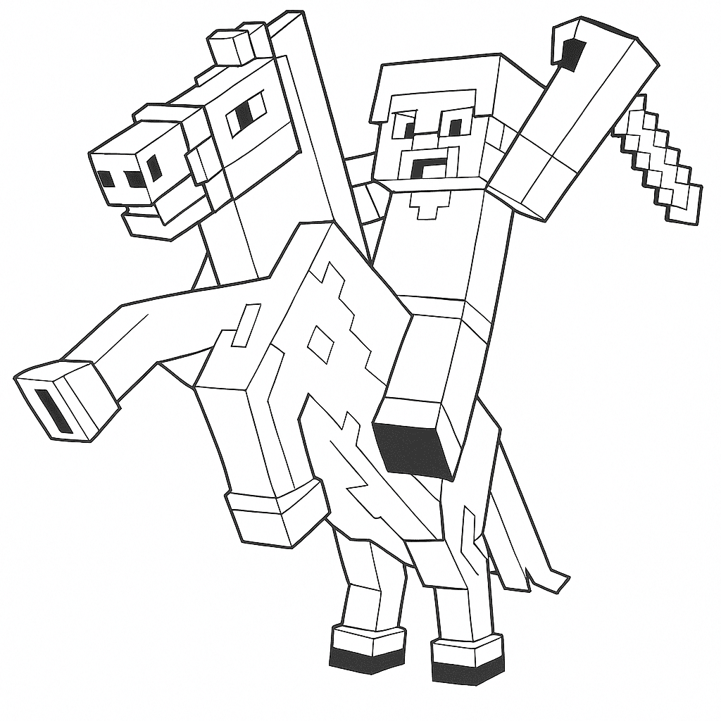Minecraft Cavallo da sella da colorare