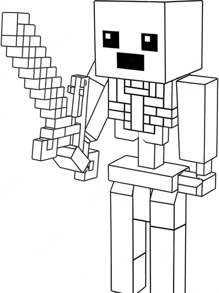 Minecraft Guerriero Scheletro da colorare