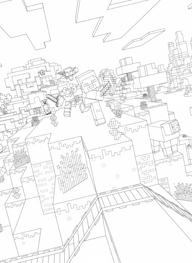 Minecraft Scena da colorare