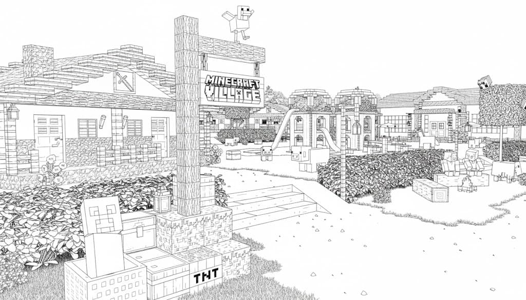Minecraft Villaggio da colorare