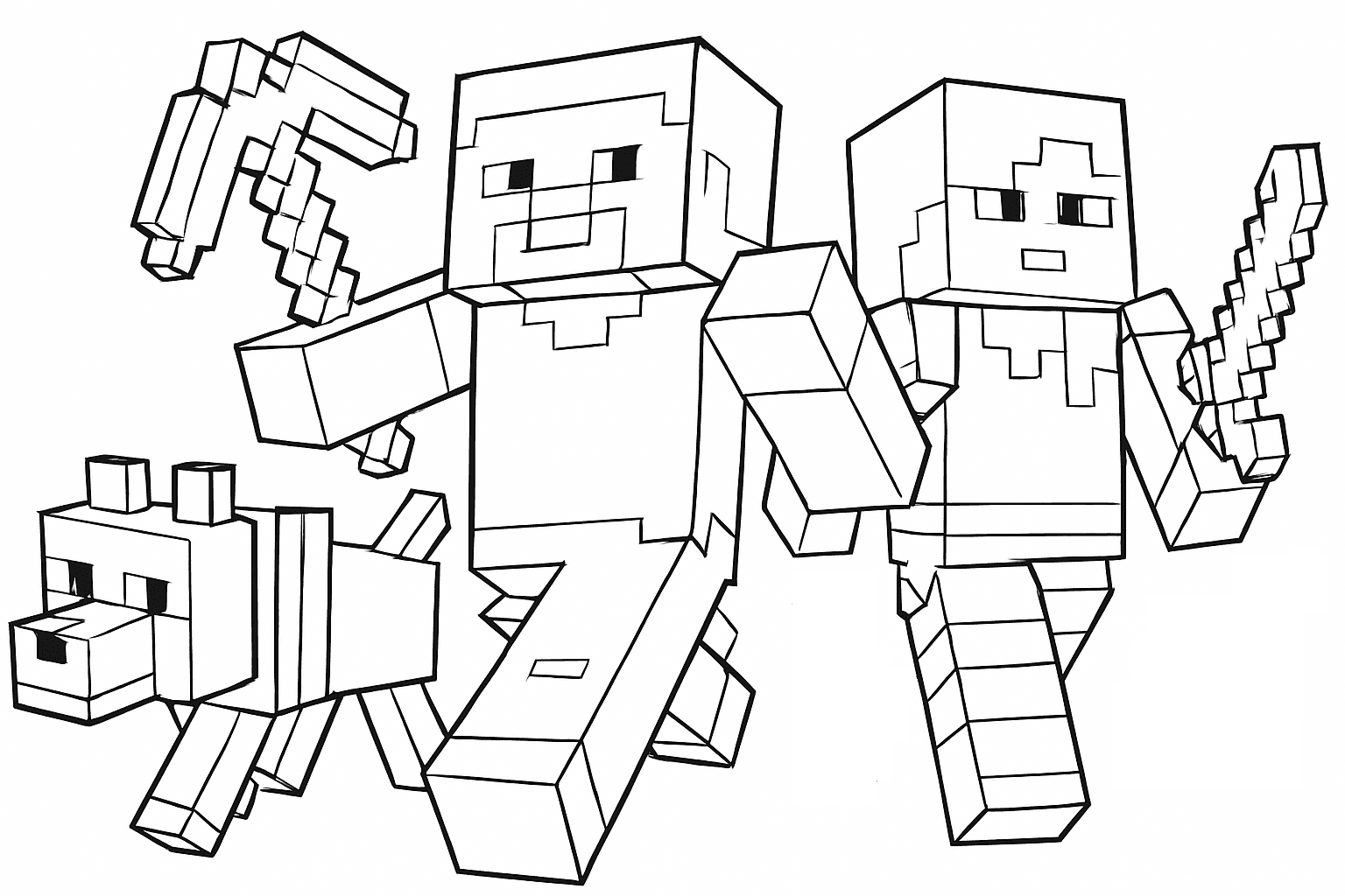 Steve e Alex con cane da colorare