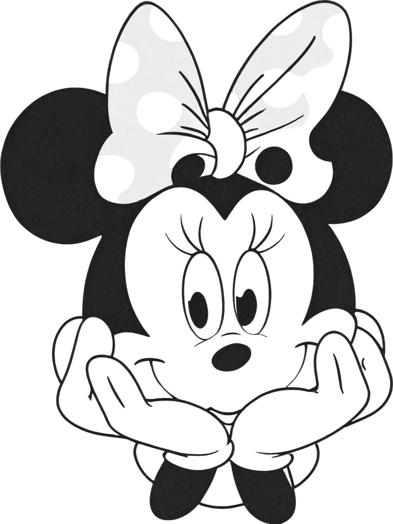 Minnie Mouse con fiocco rosa da colorare