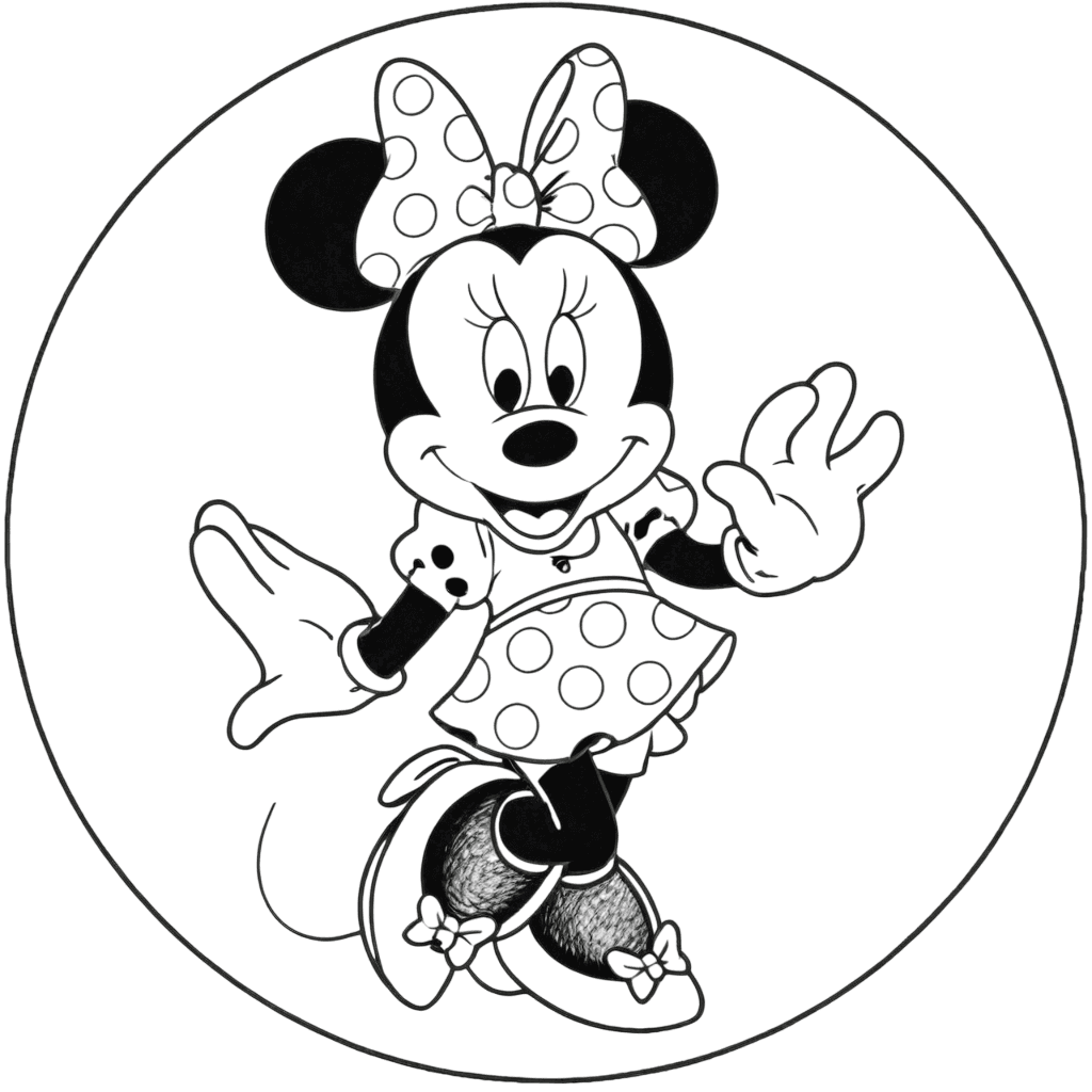 Minnie Mouse con vestito da colorare