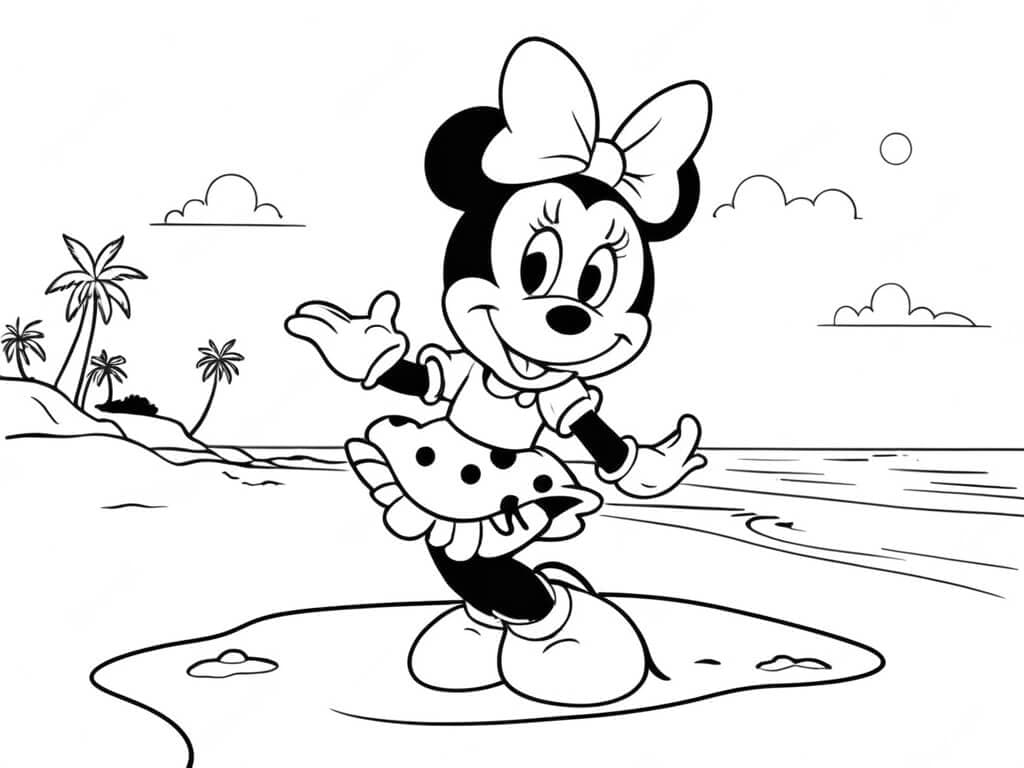 Minnie Mouse in spiaggia da colorare