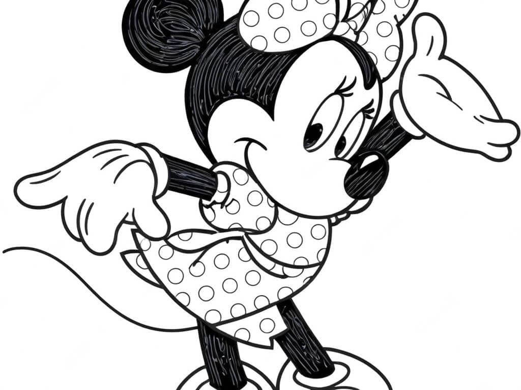 Minnie Mouse in vestito da colorare