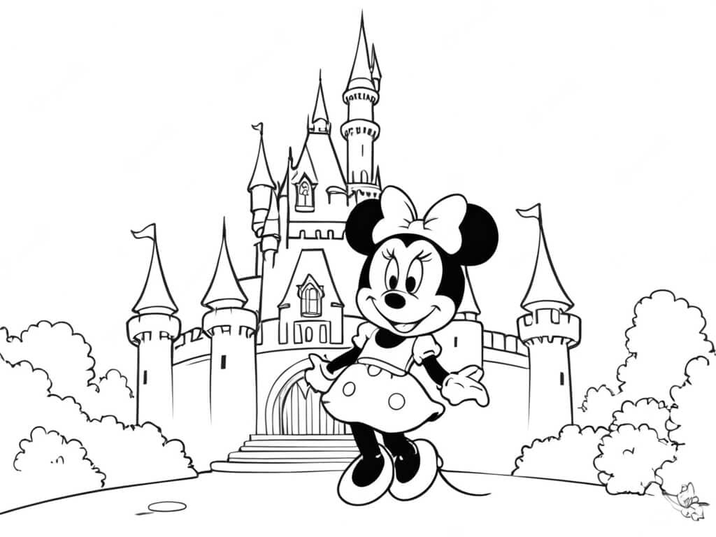 Minnie Mouse nel castello da colorare