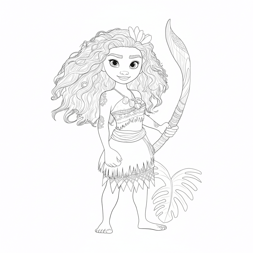 Disegno di Moana da colorare