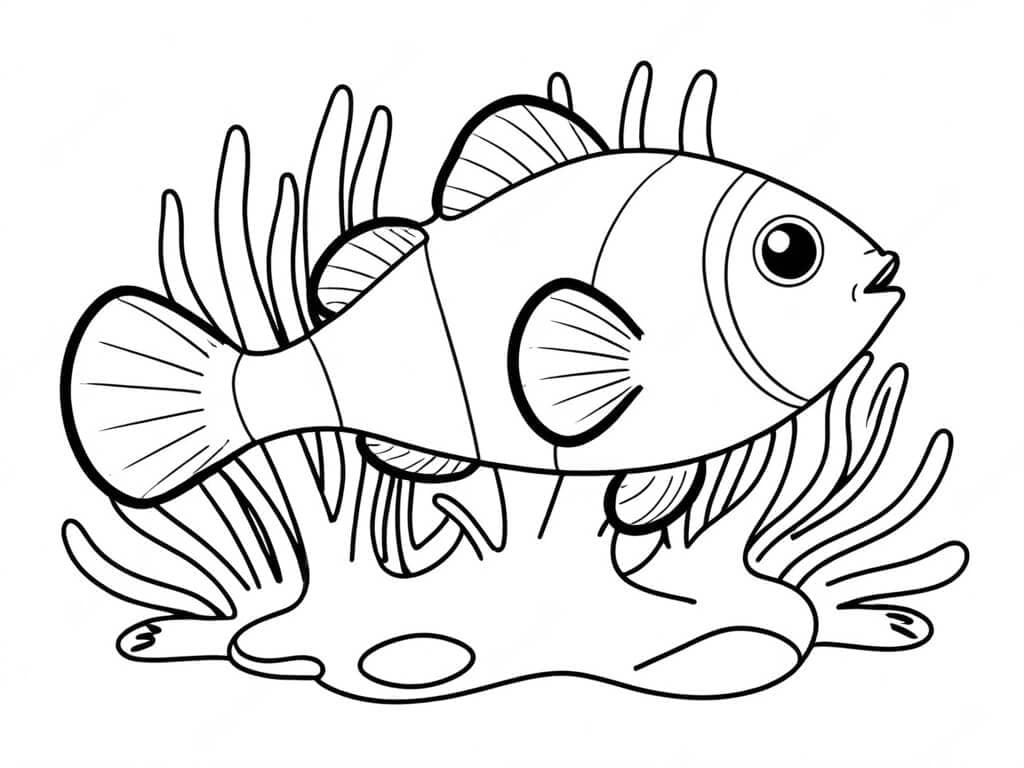 Pesce sul fondale marino da colorare