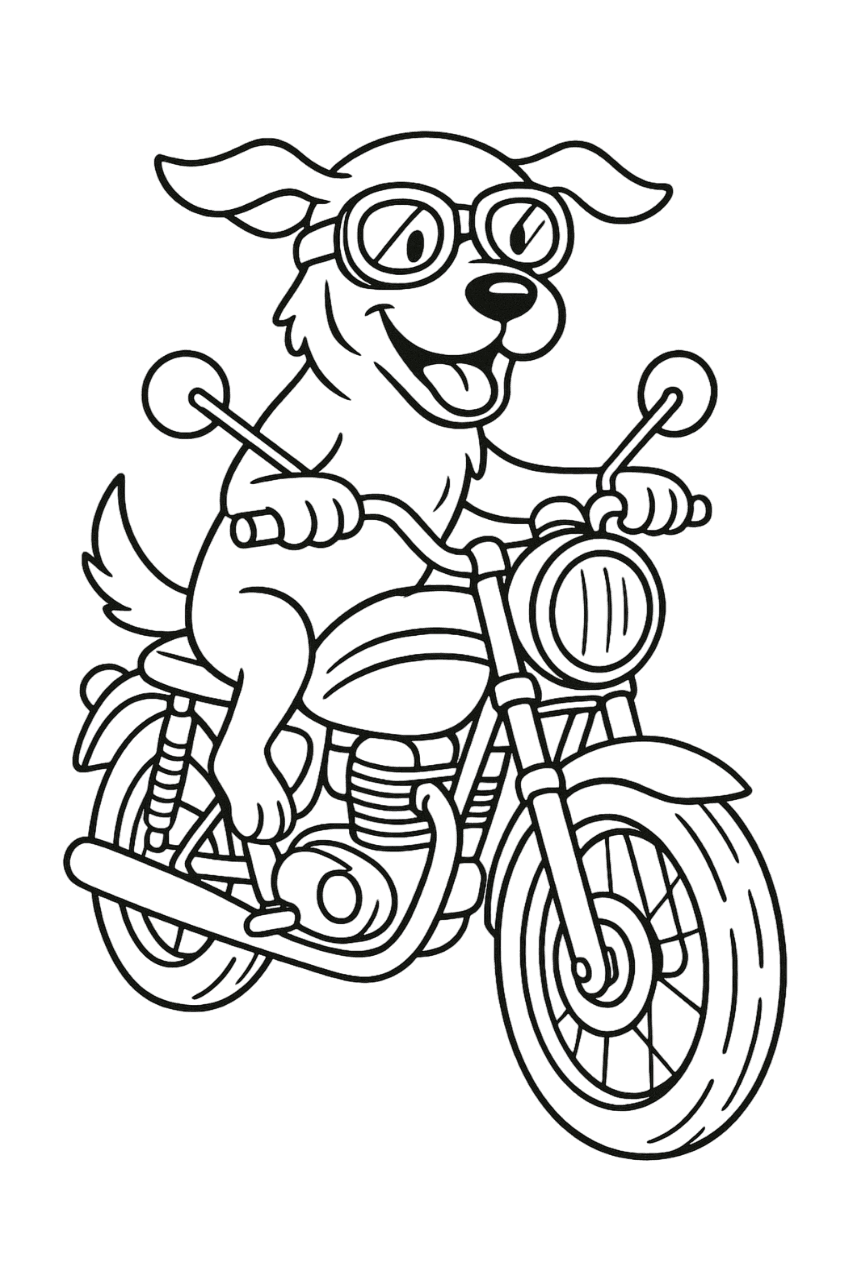 Cane in moto da colorare