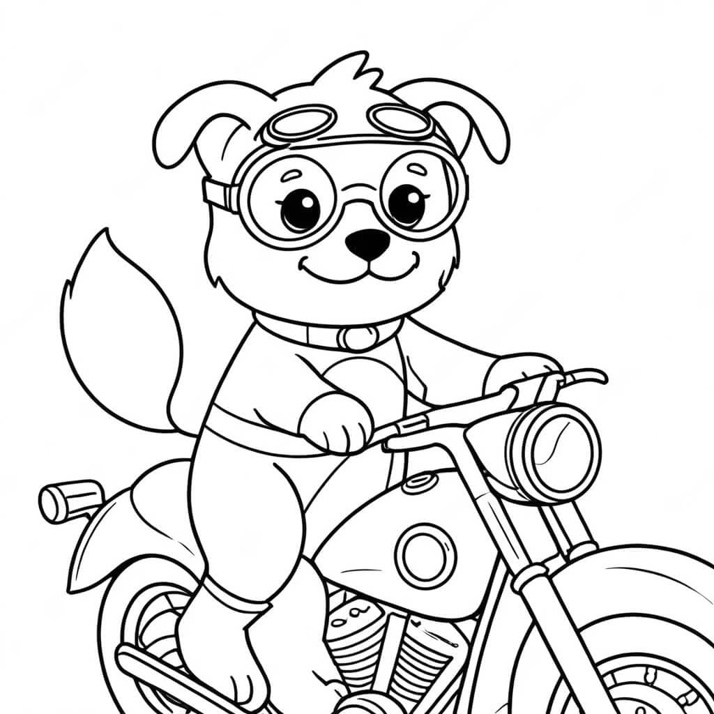 Cane motociclista da colorare