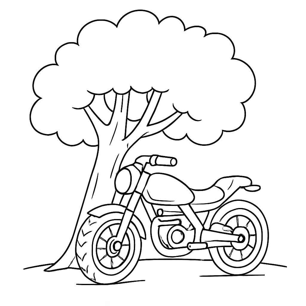 Moto su albero da colorare